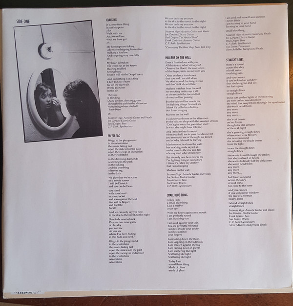 Suzanne Vega  Suzanne Vega : LP Inlay 2